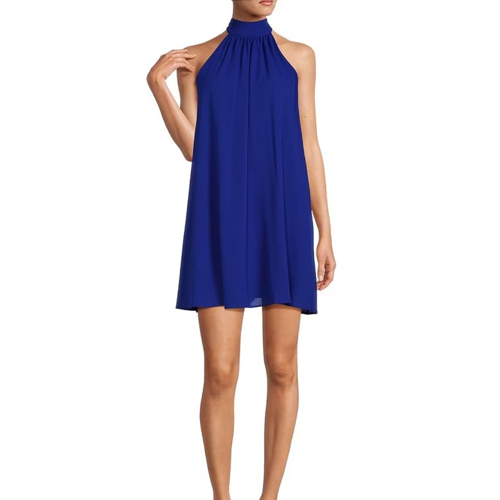 Belle Badgley Mischka Elise Georgette Trapeze dress.  Blue. Size 10. NWT